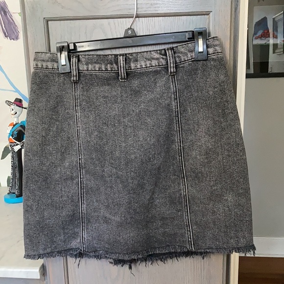 Black Distressed Denim Skirt - Picture 2 of 9